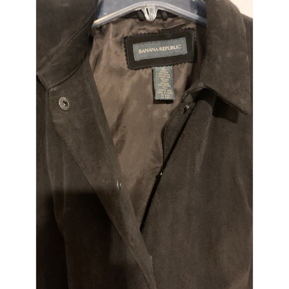 Banana Republic Womens Coat Medium Leather Brown Thick Lined Pockets - Picture 4 of 13